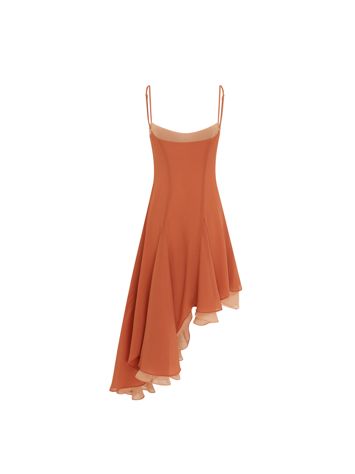 Dana Asymmetric Satin Dress in Peach — Svelte Chic
