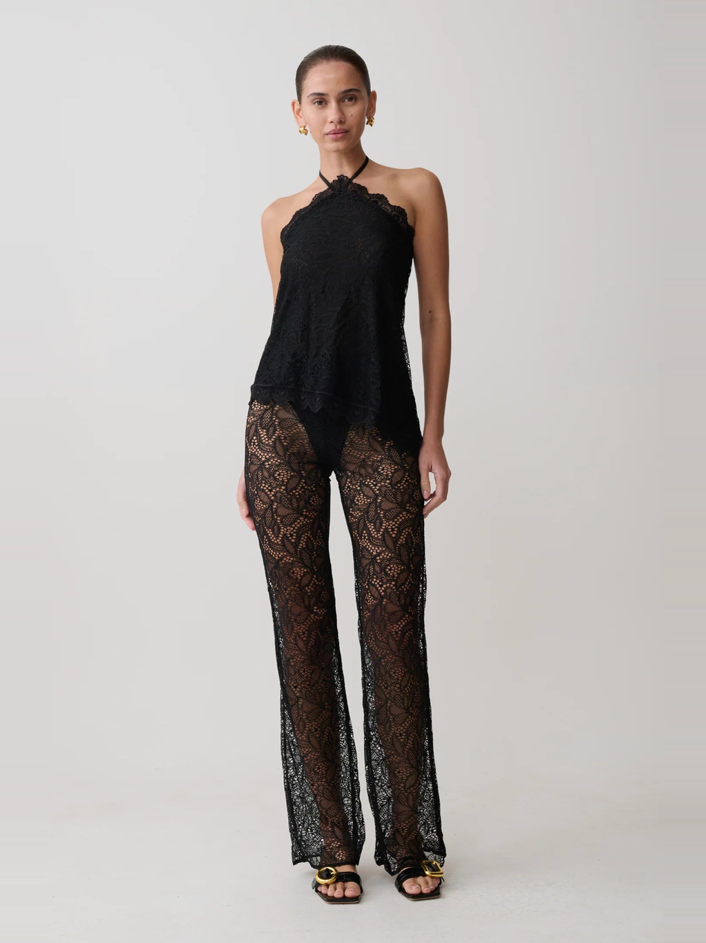 Lace Detail High Waist Trousers — Svelte Chic