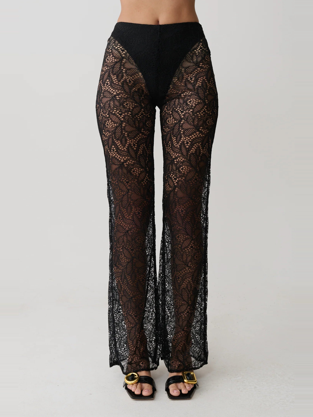 Lace Detail High Waist Trousers — Svelte Chic