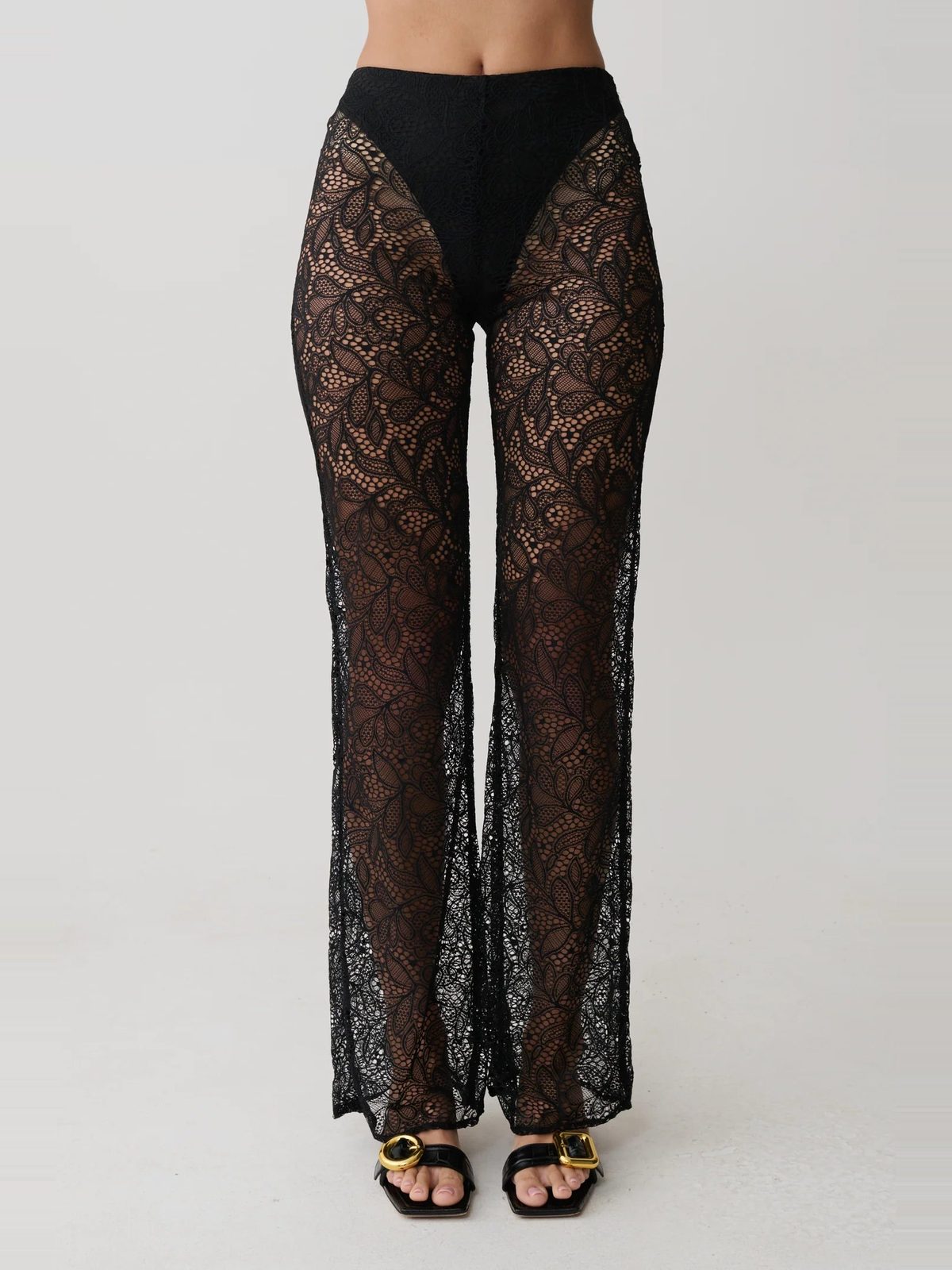 Lace Detail High Waist Trousers — Svelte Chic