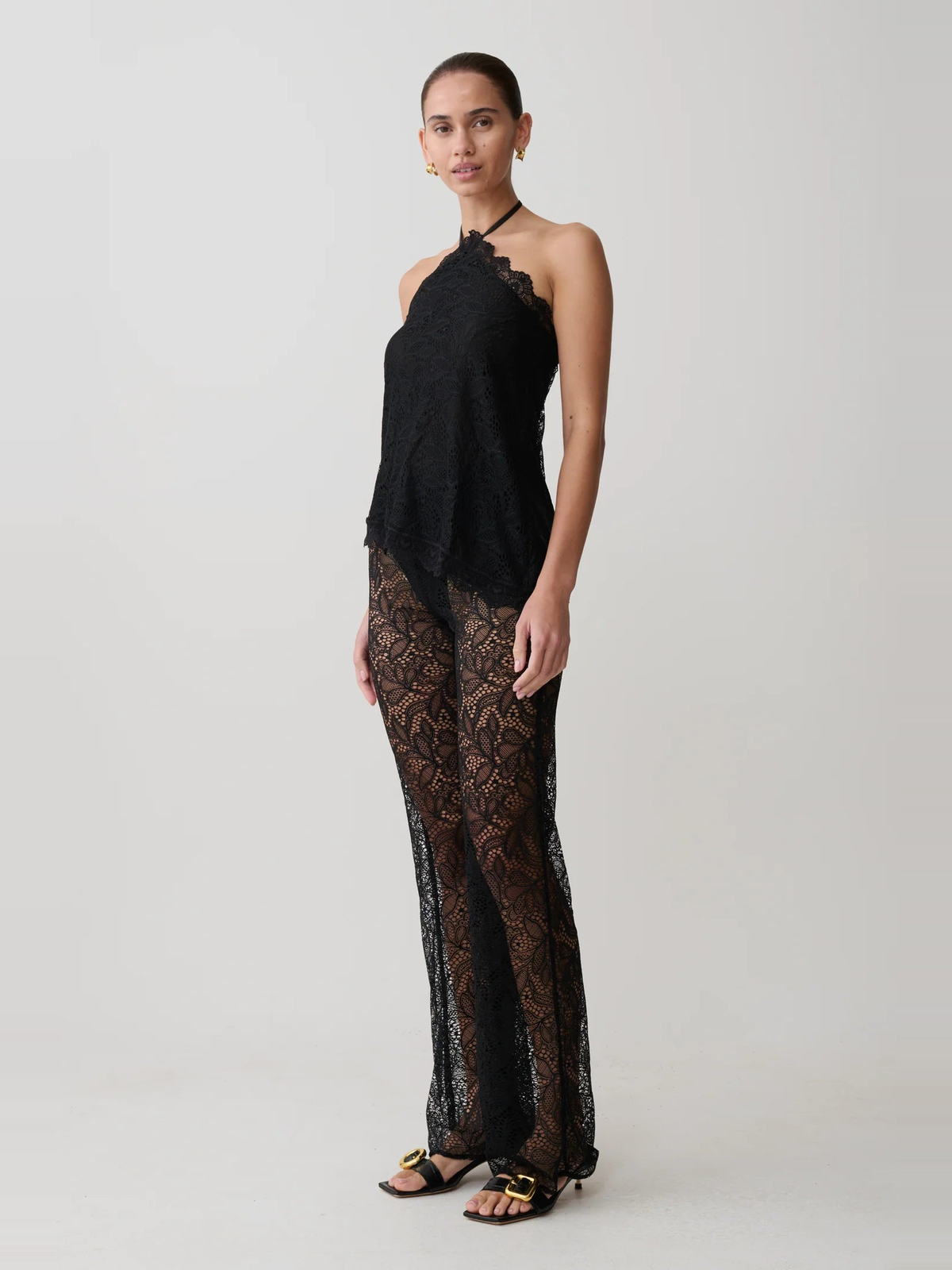 Lace Detail High Waist Trousers — Svelte Chic