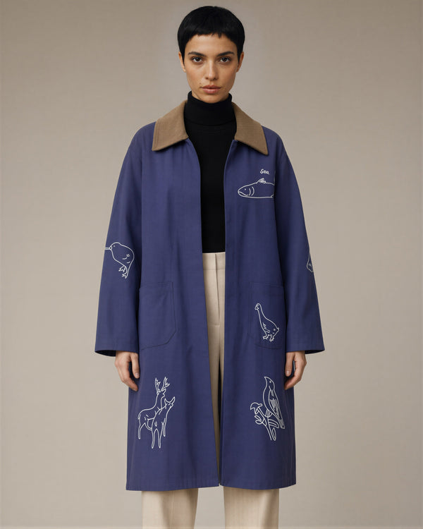 Delfina Animal Embroidered Coat