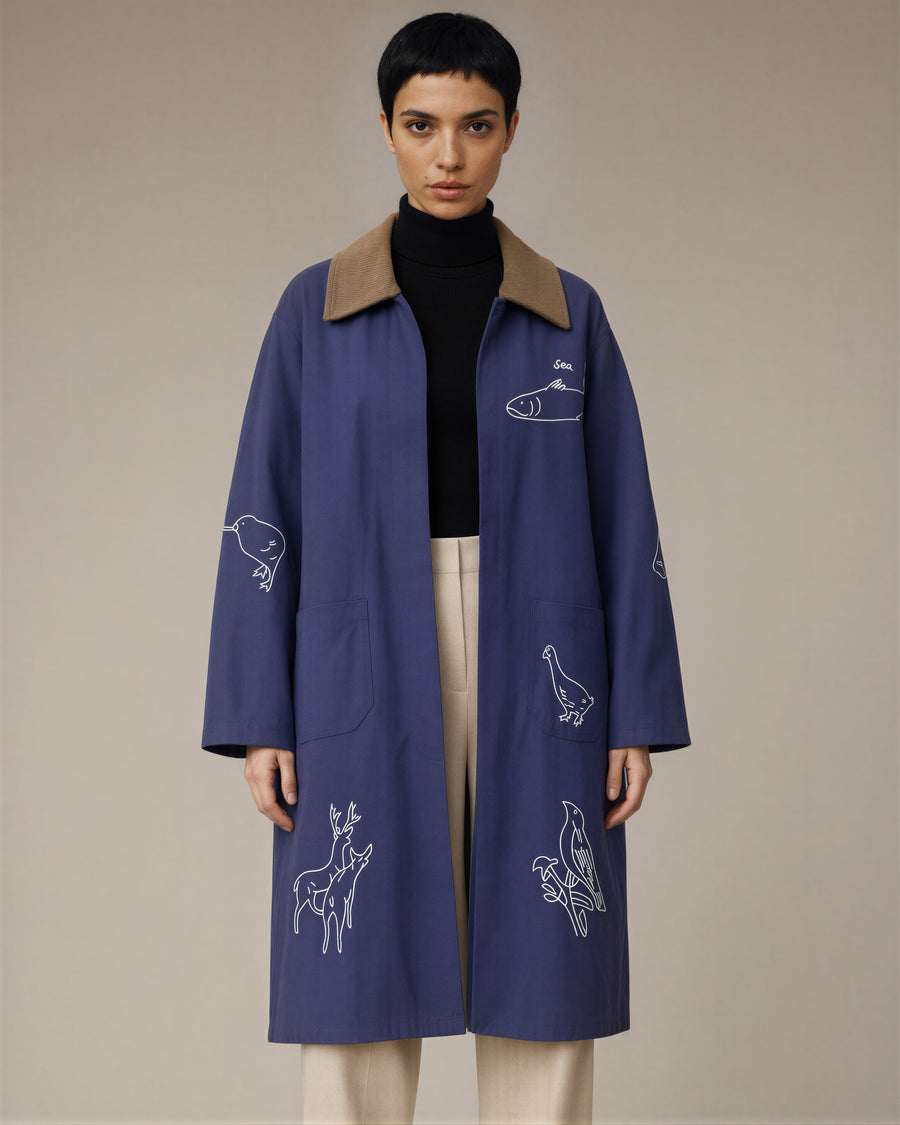 Delfina Animal Embroidered Coat