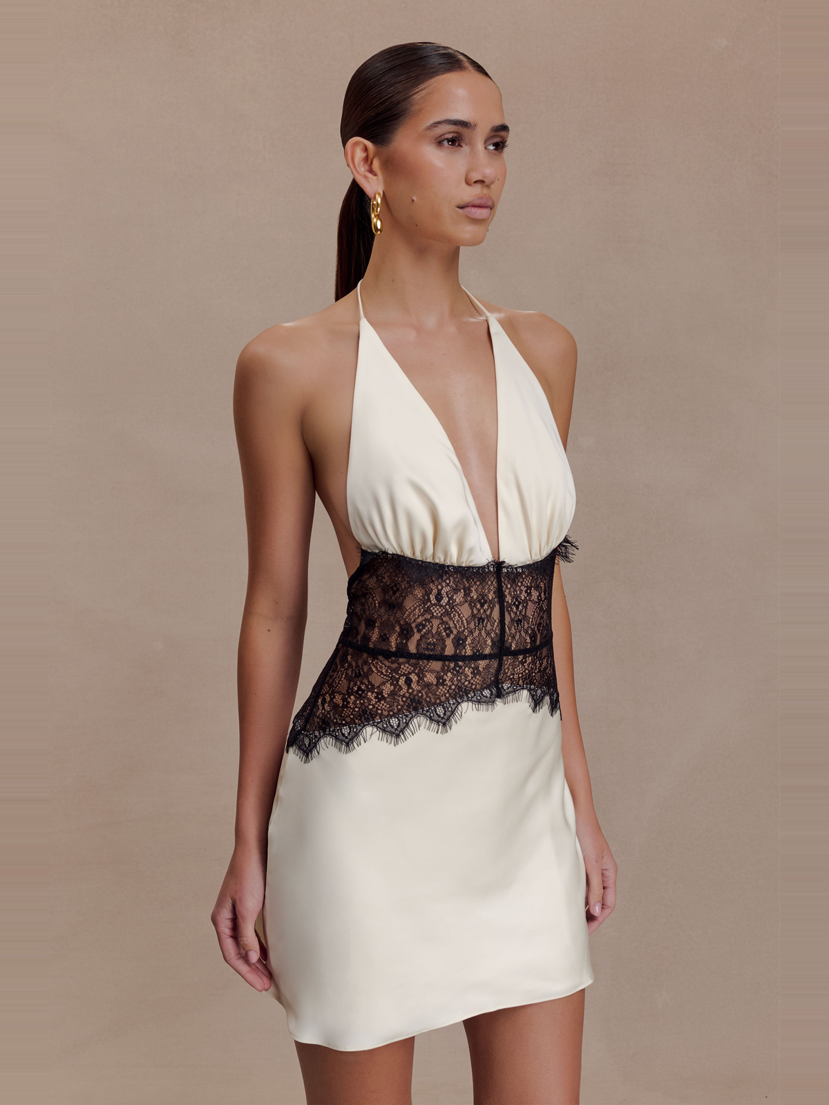 Dinah Lace Satin Mini Dress — Svelte Chic