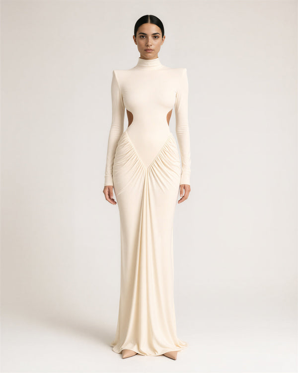 Domizia Padded Shoulder Maxi Dress