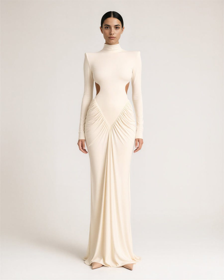 Domizia Padded Shoulder Maxi Dress