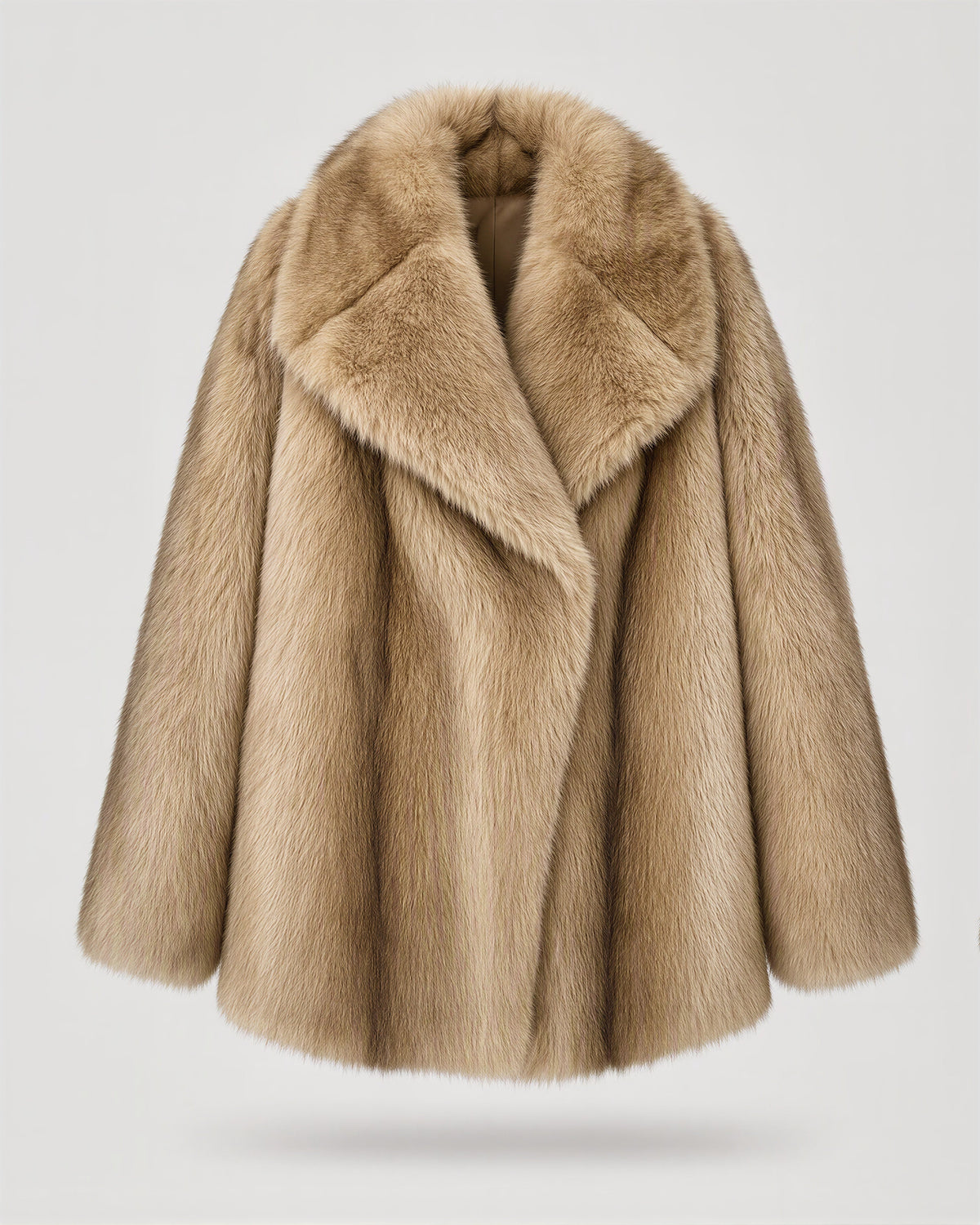 Drusilla Wide Collar Oversized Faux Fur Coat, camel, product view without a model