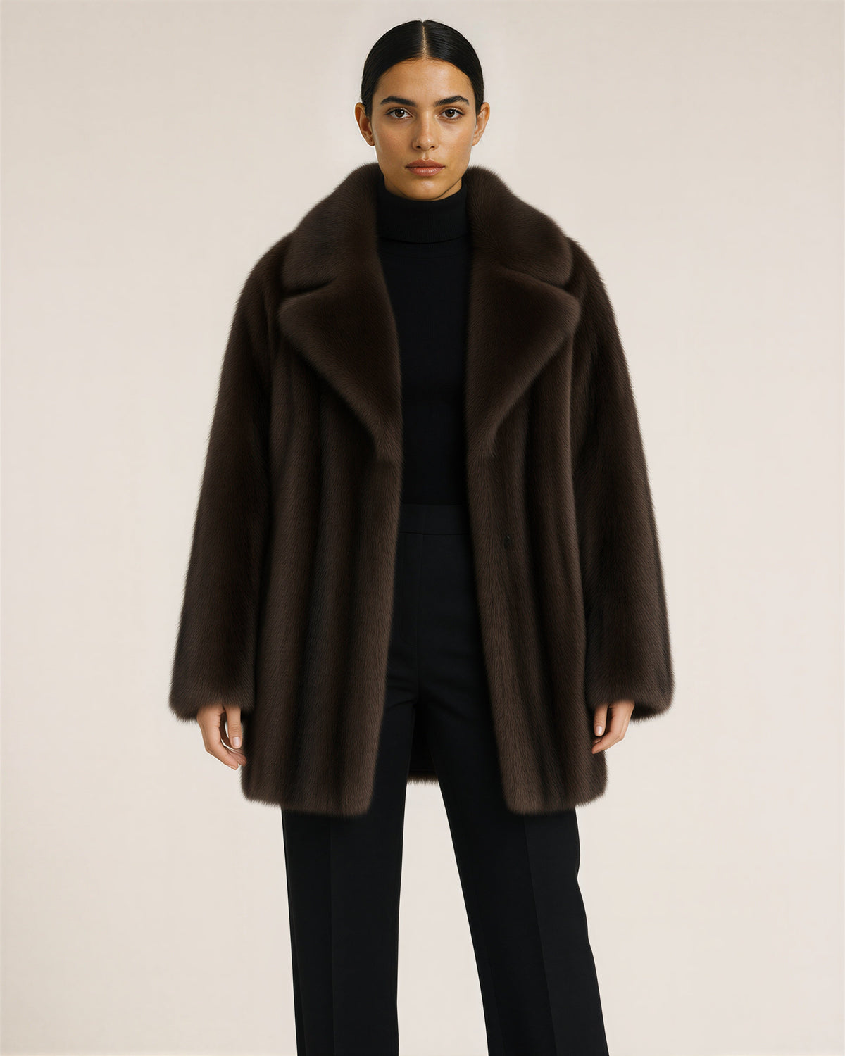 Drusilla Wide Collar Oversized Faux Fur Coat, dark brown color option