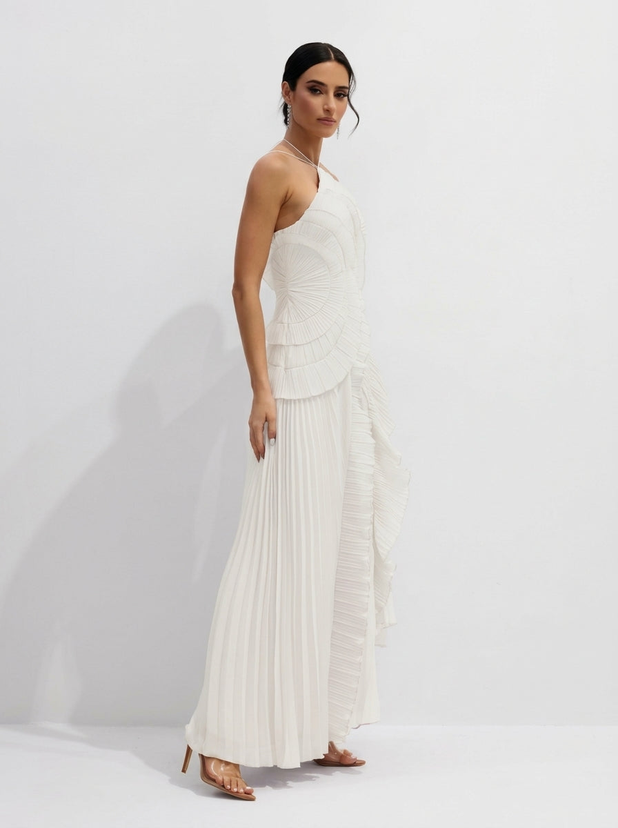 Flora Halter Pleated Maxi Dress — Svelte Chic