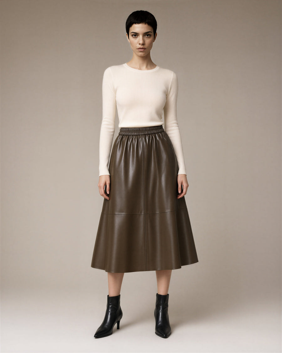 Edda Panelled Faux Leather Skirt