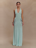Ellington Sequin Knit Maxi Dress in Sea Blue — Svelte Chic