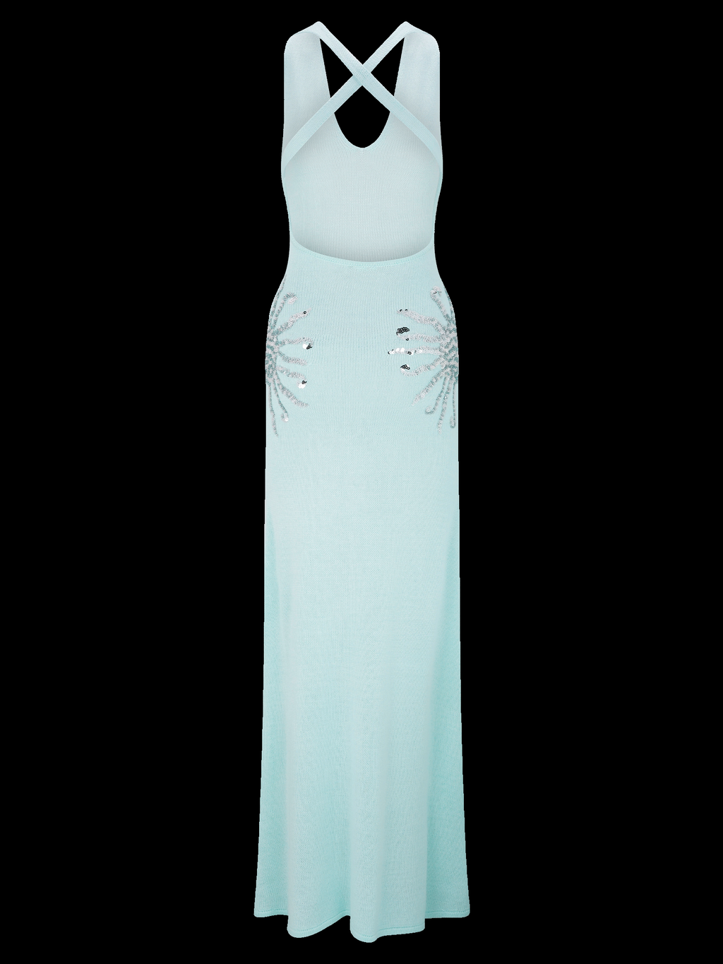 Ellington Sequin Knit Maxi Dress in Sea Blue — Svelte Chic