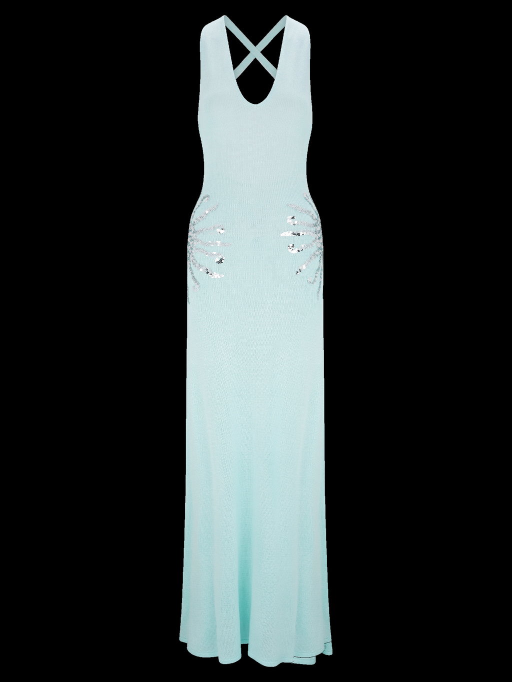 Ellington Sequin Knit Maxi Dress in Sea Blue — Svelte Chic