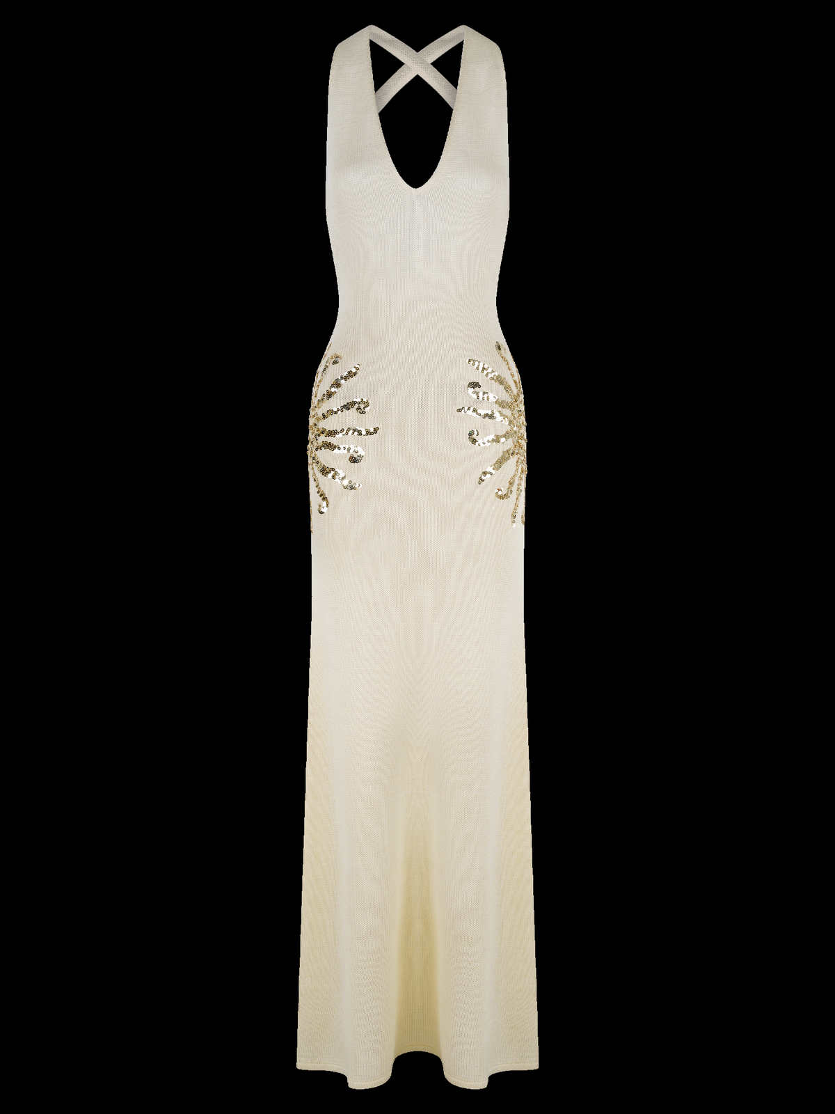Ellington Sequin Knit Maxi Dress in Cream — Svelte Chic