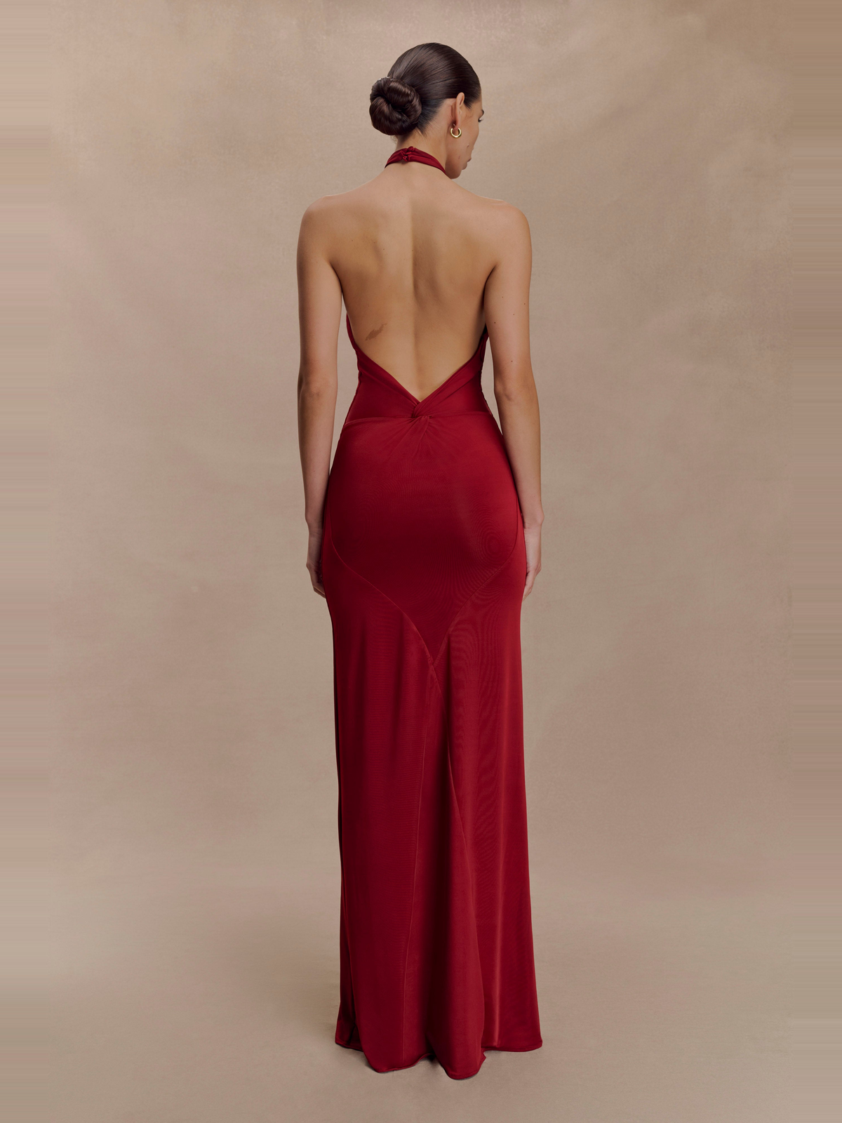 Elyna Halter Maxi Dress in Deep Red — Svelte Chic