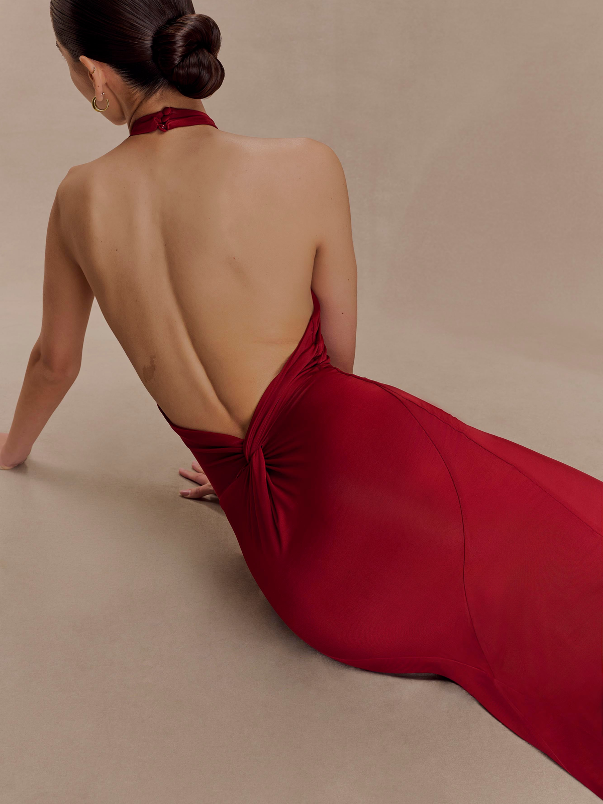 Elyna Halter Maxi Dress in Deep Red — Svelte Chic