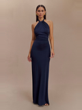 Elyna Halter Maxi Dress in Navy — Svelte Chic