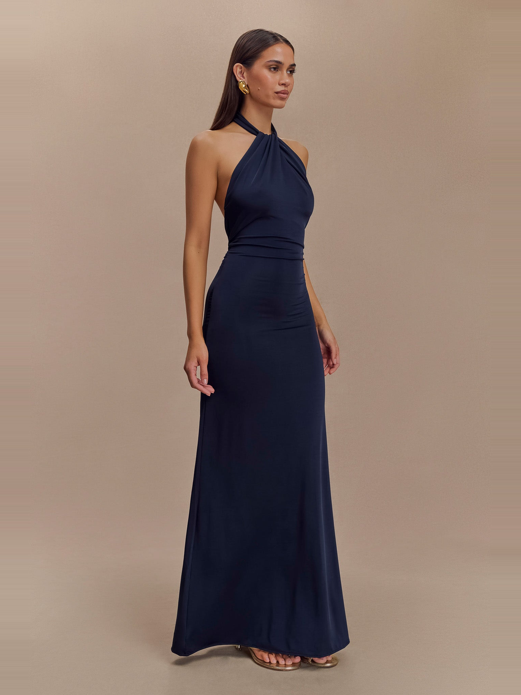 Elyna Halter Maxi Dress in Navy — Svelte Chic