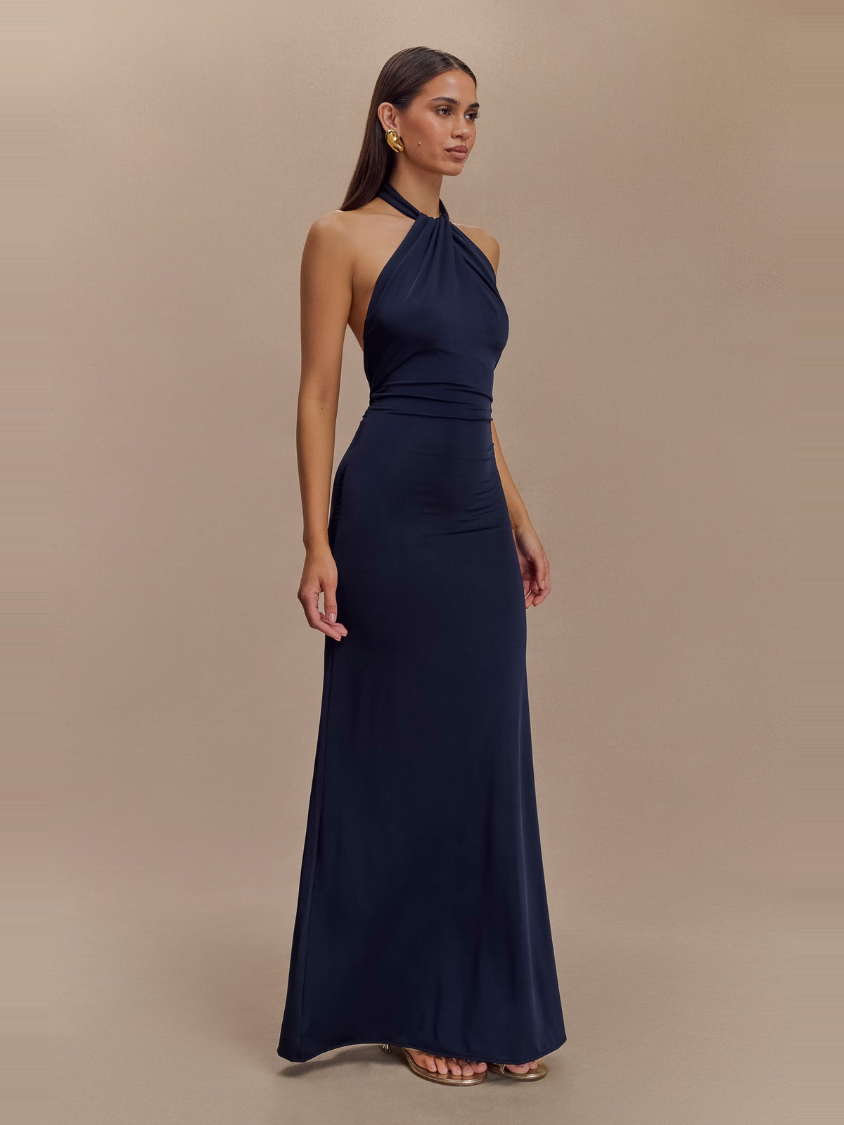 Elyna Halter Maxi Dress in Navy — Svelte Chic