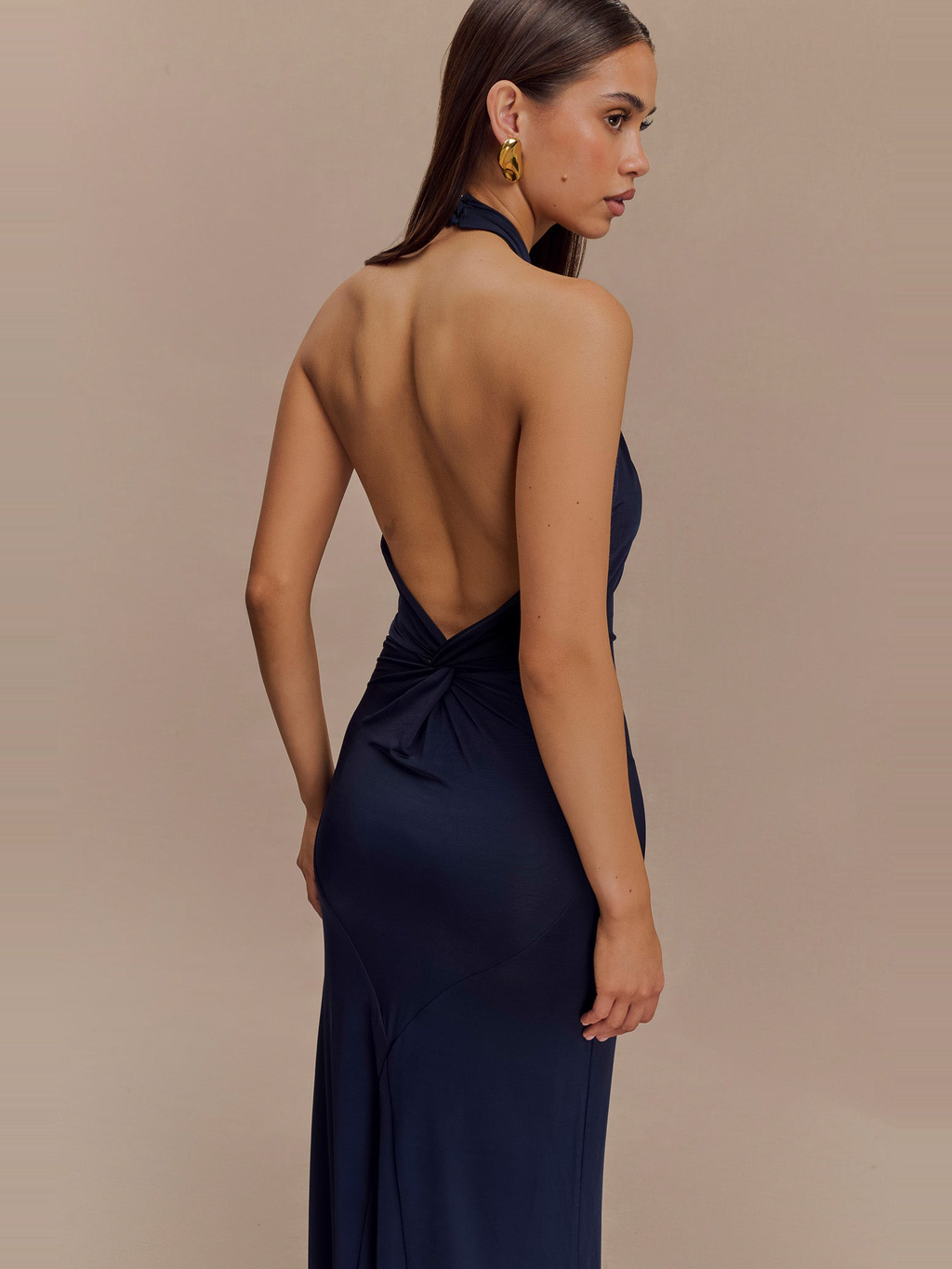 Elyna Halter Maxi Dress in Navy — Svelte Chic