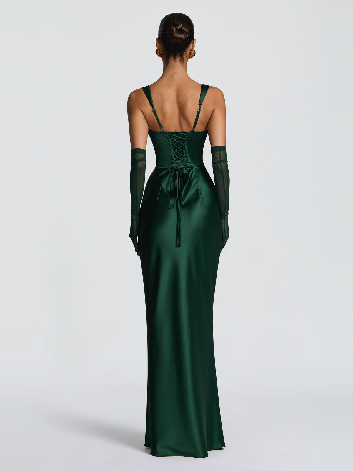 Livia Square Neck Corset Satin Maxi Dress — Svelte Chic