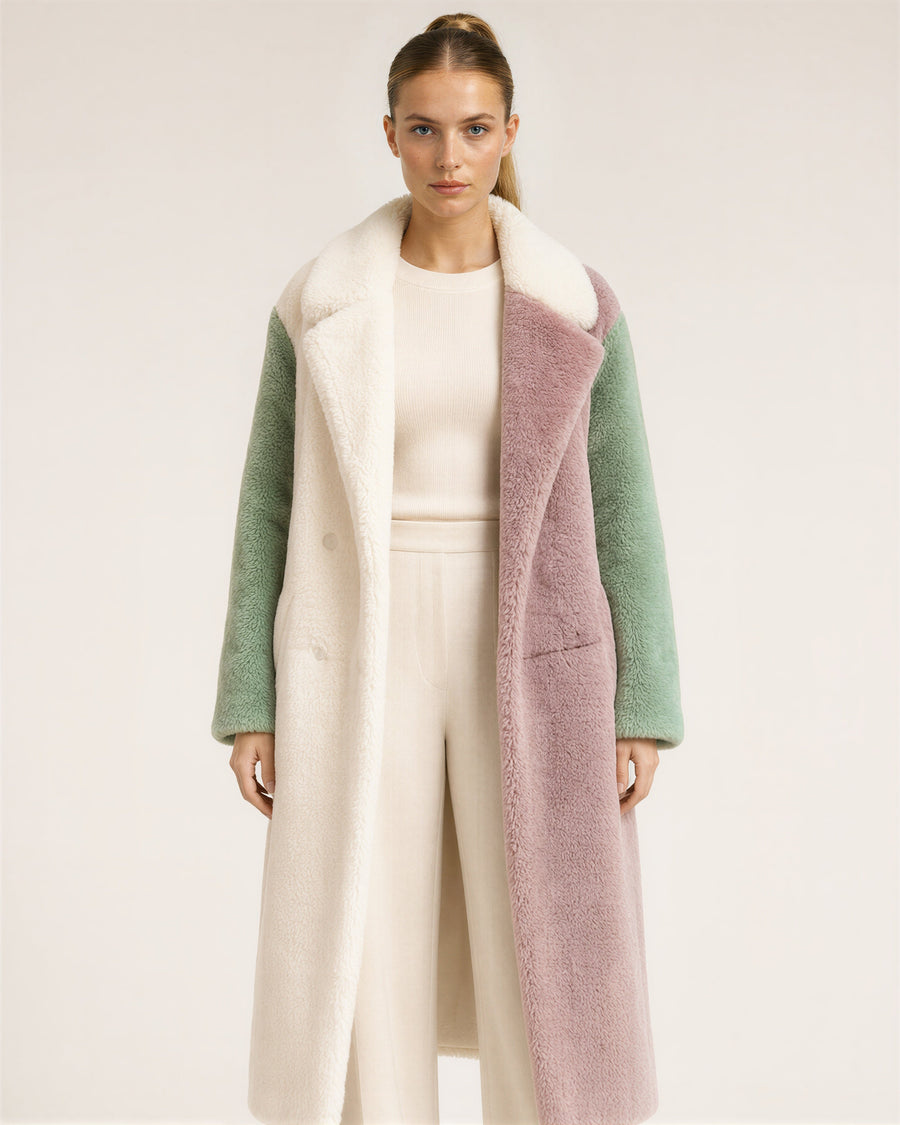 Flora Pastel Faux Fur Coat