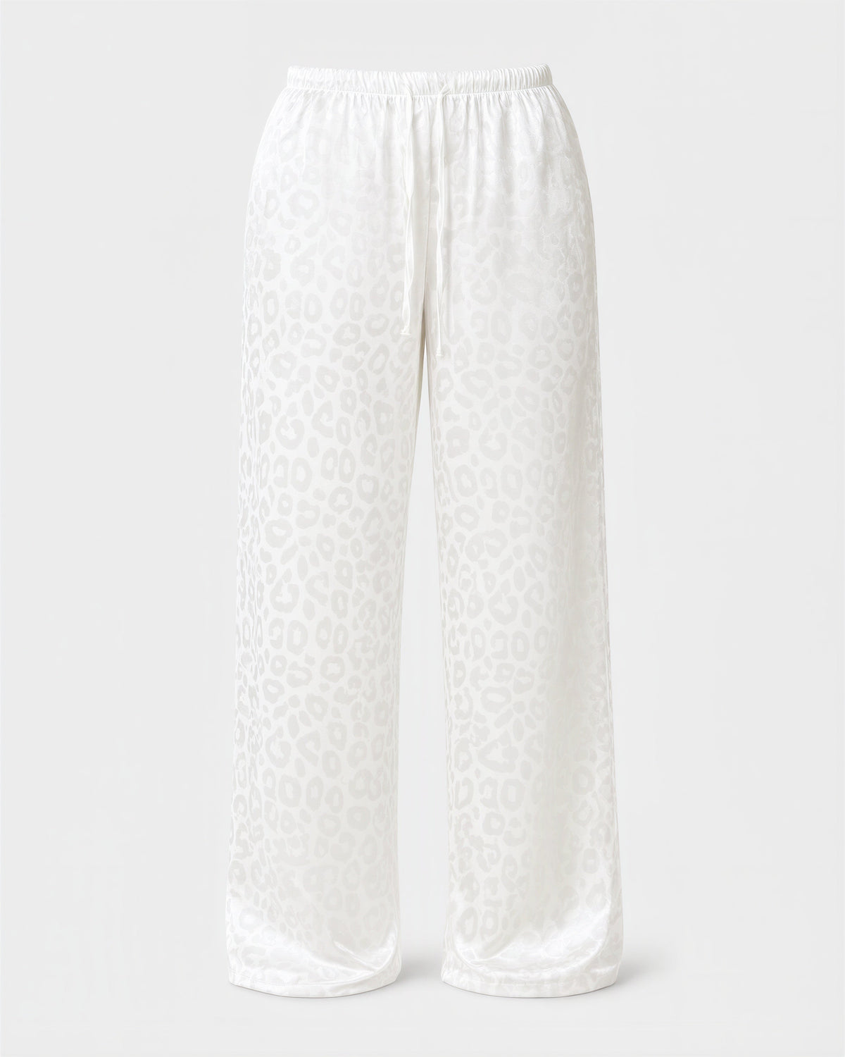 Franca Leopard Jacquard Satin Trousers, White, white, product view without a model