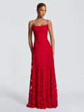 Francis High Waist Satin Maxi Dress in Red — Svelte Chic