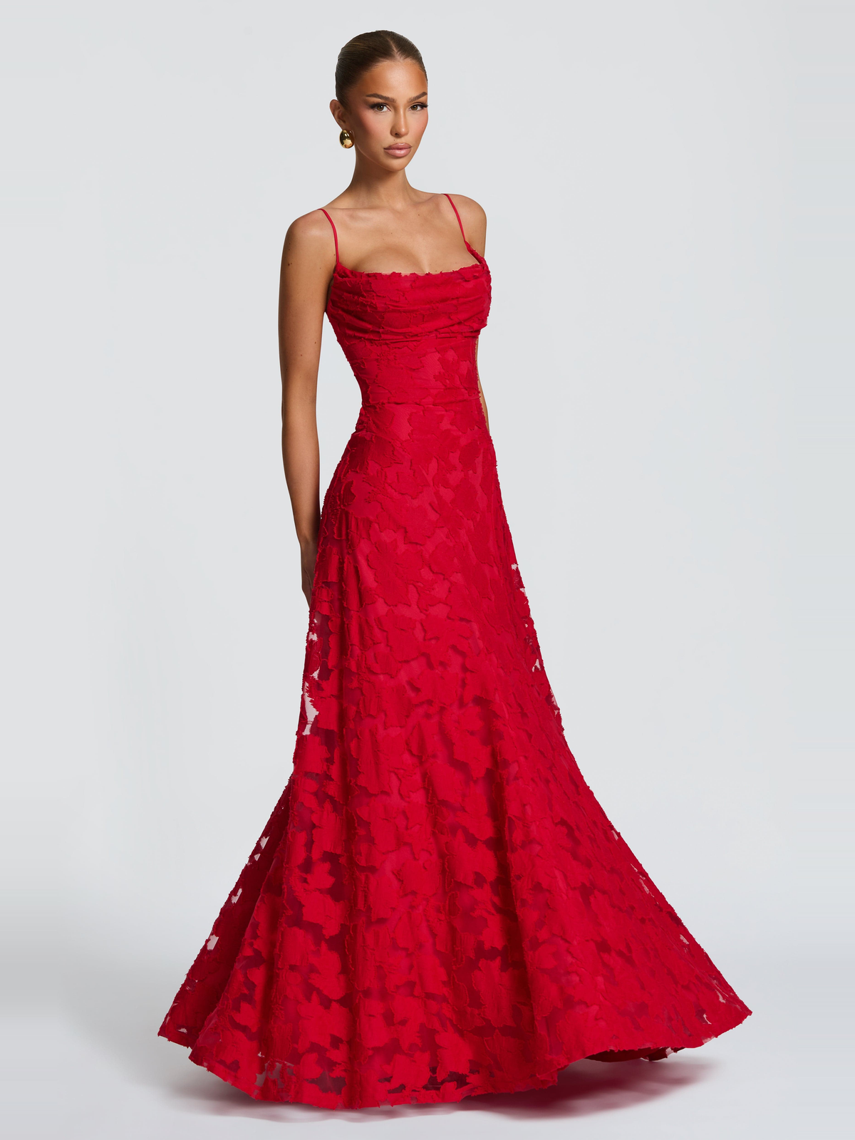 Francis High Waist Satin Maxi Dress in Red — Svelte Chic