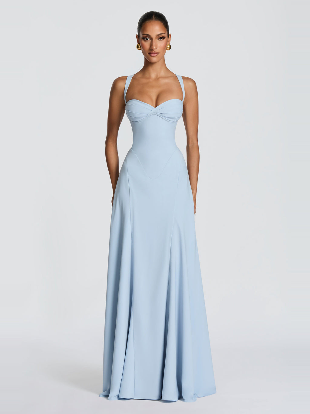 Seraphine Sweetheart Corset Maxi Dress in Ice Blue — Svelte Chic