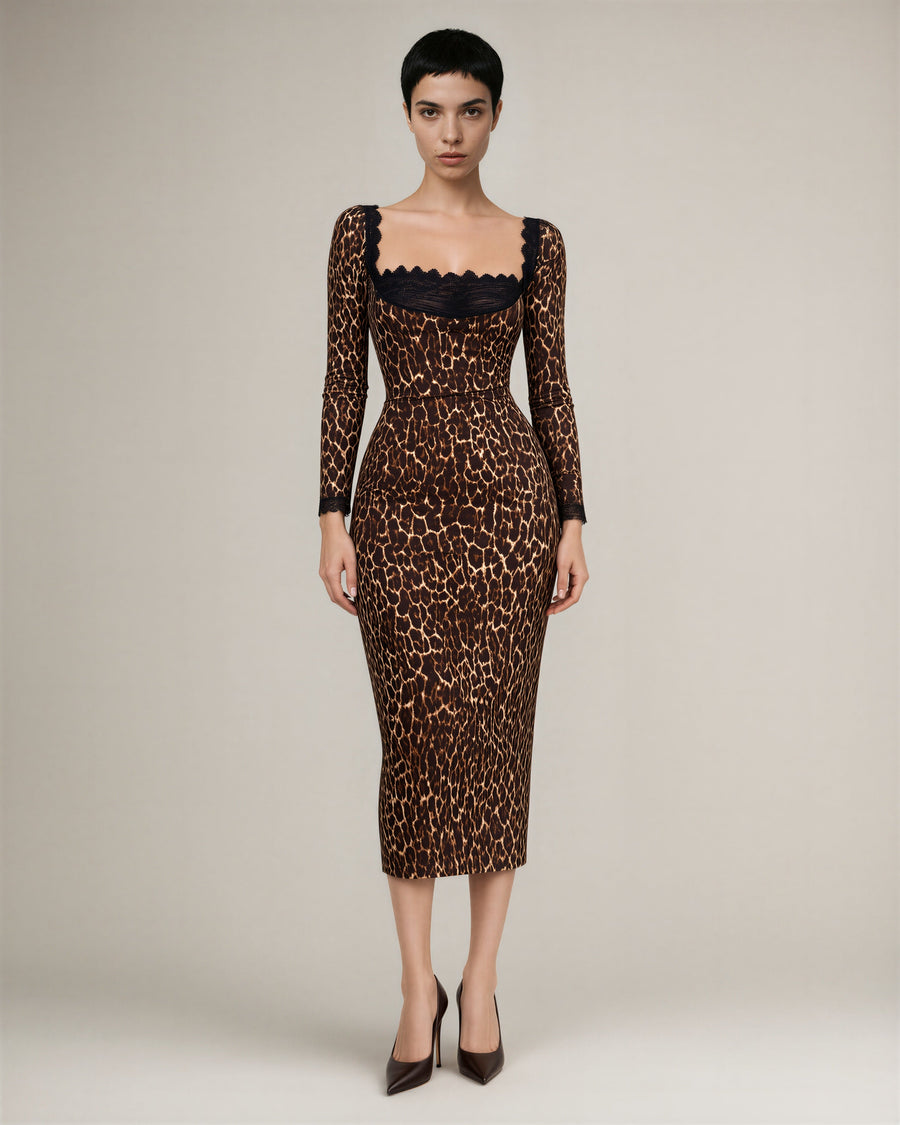 Gloria Leopard Midi Dress