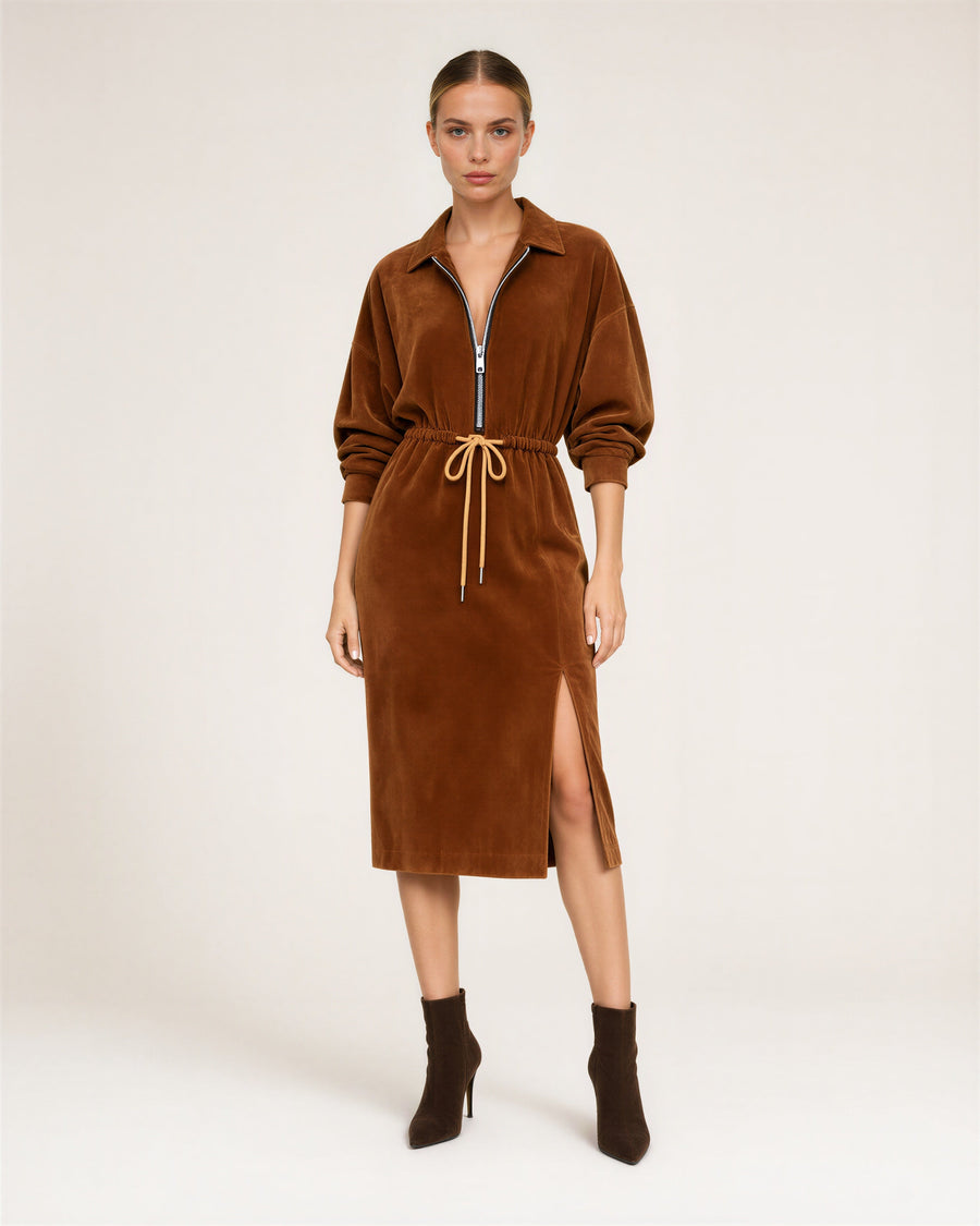 Greta Zip Front Midi Dress