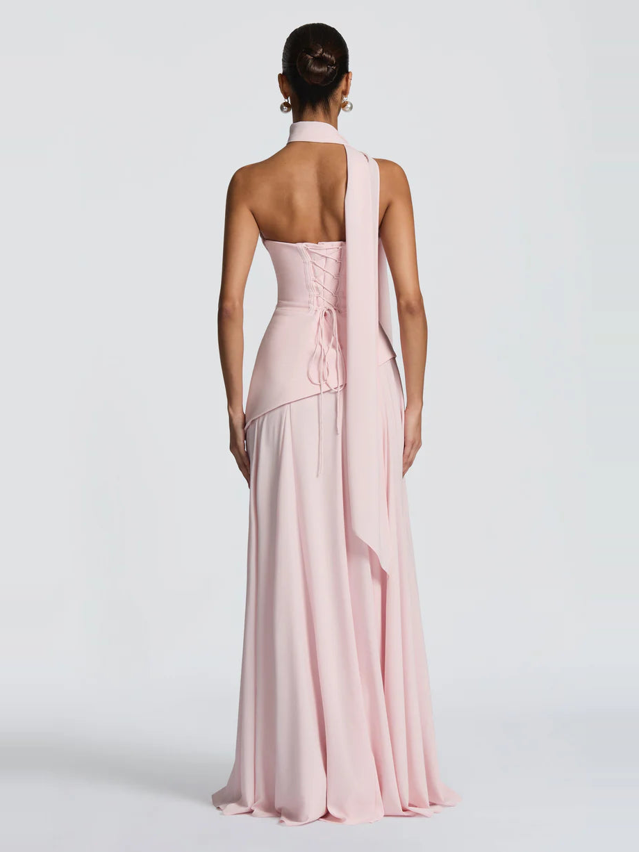 Halter Open Back Chiffon Maxi Dress — Svelte Chic