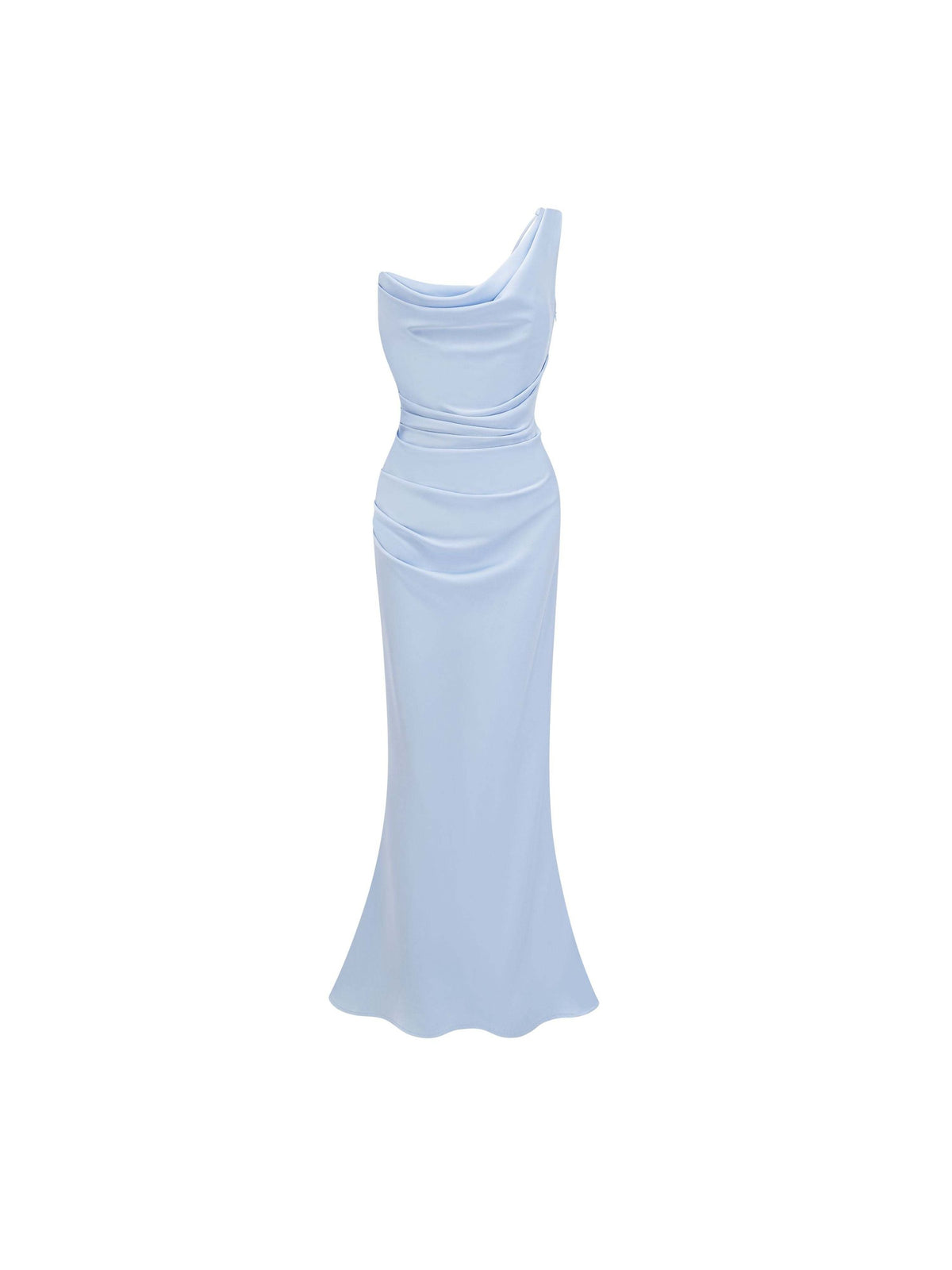 Hannah One Shoulder Satin Maxi Dress Blue