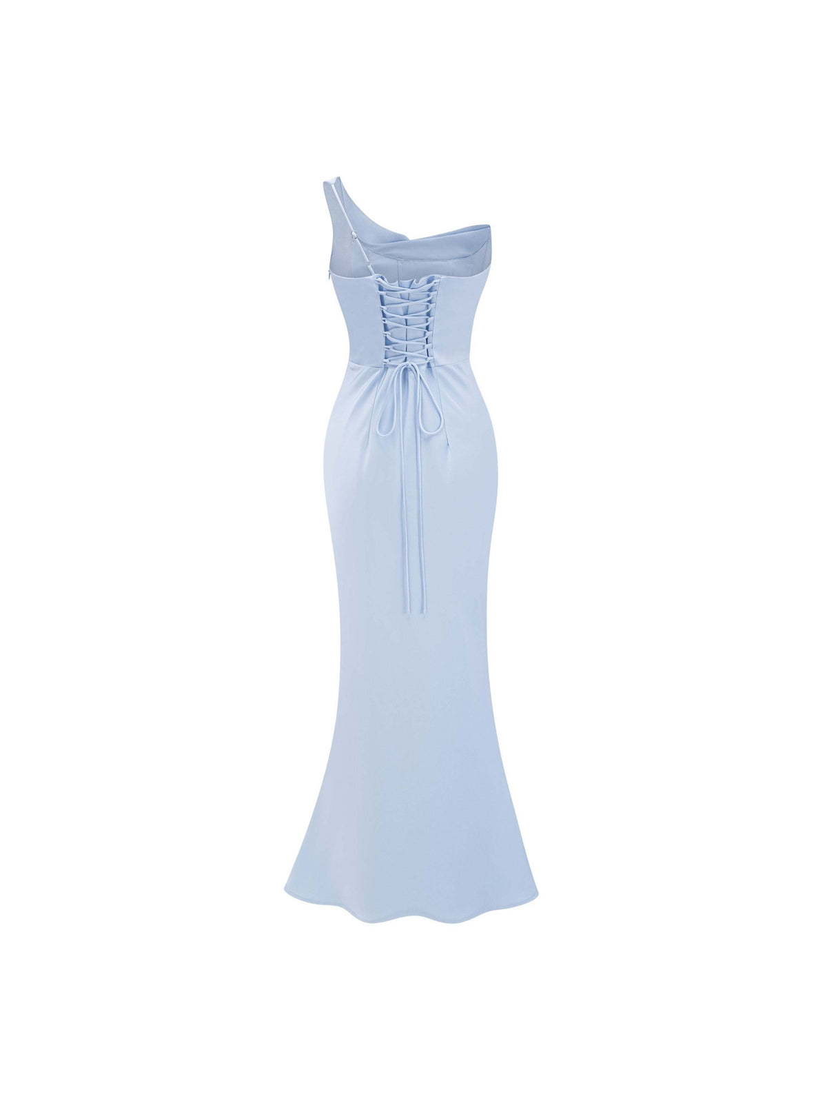 Hannah One Shoulder Satin Maxi Dress Blue