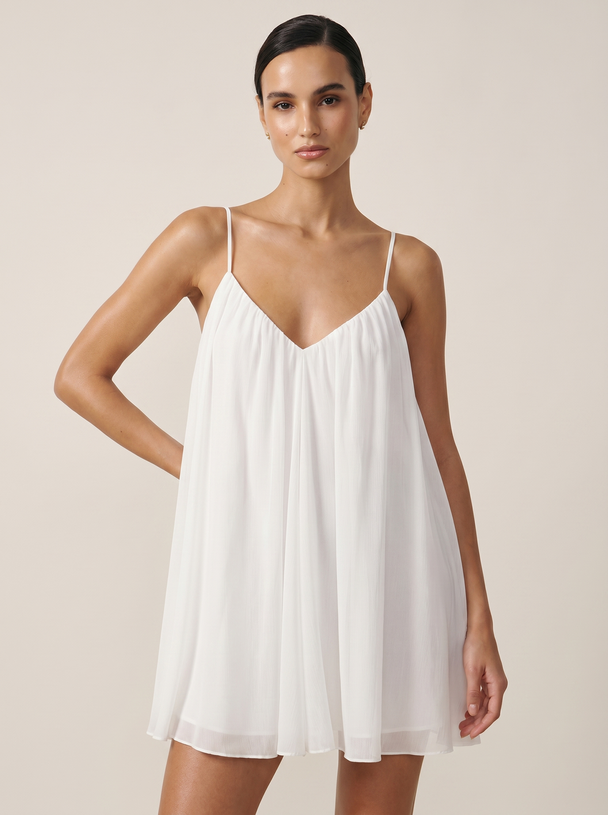 Crossback Chiffon Babydoll Mini Dress — Svelte Chic