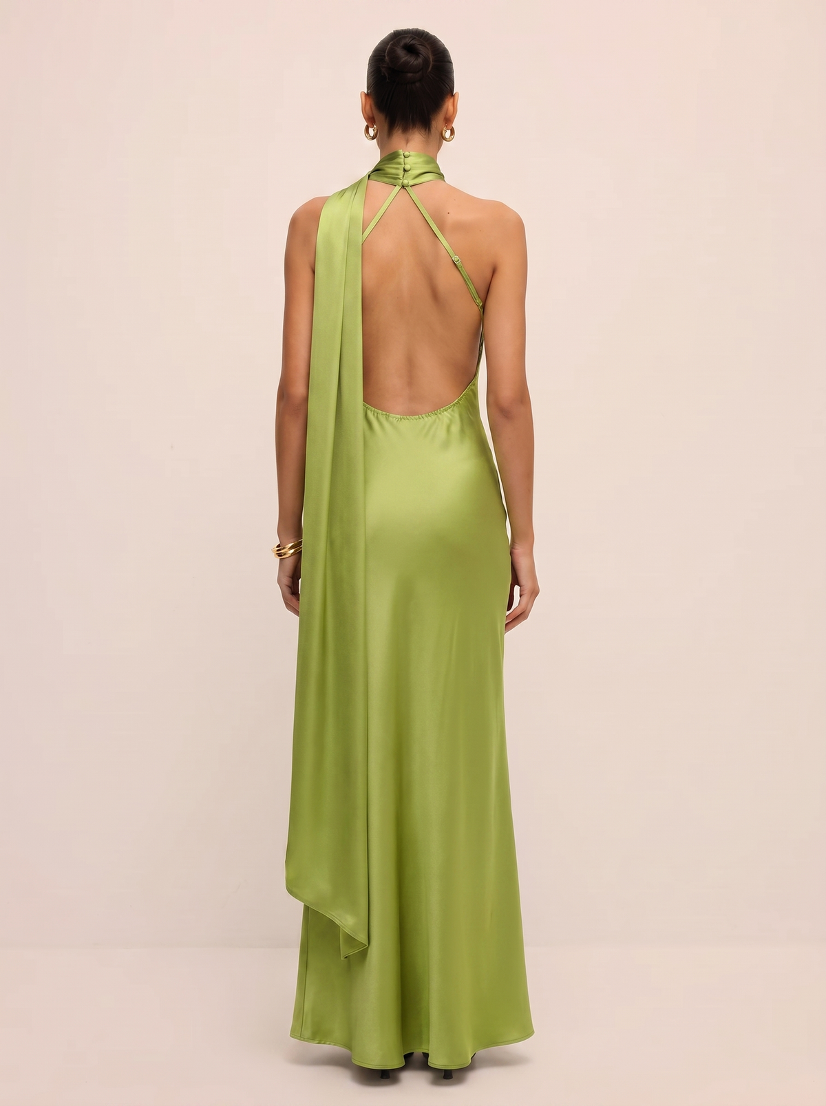 Backless Satin Halter Maxi Dress — Svelte Chic