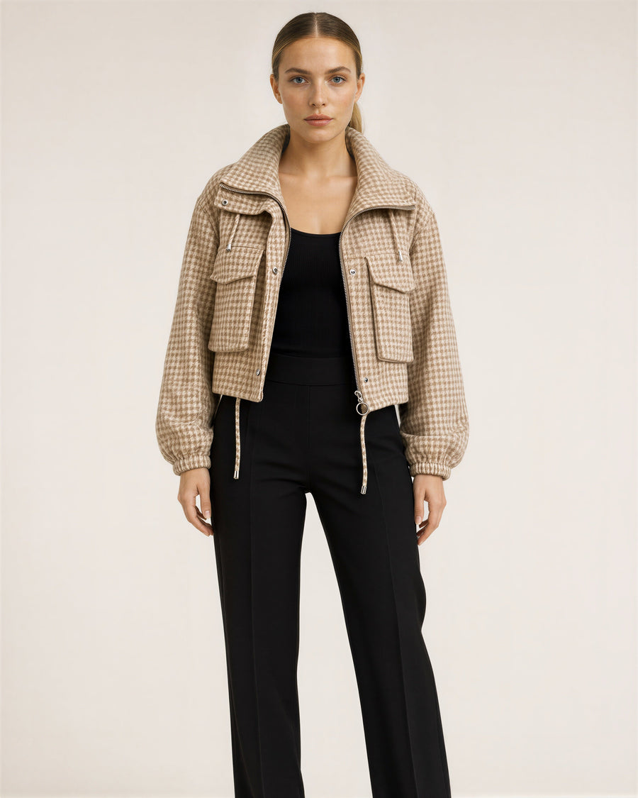 Ines Houndstooth Cropped Jacket