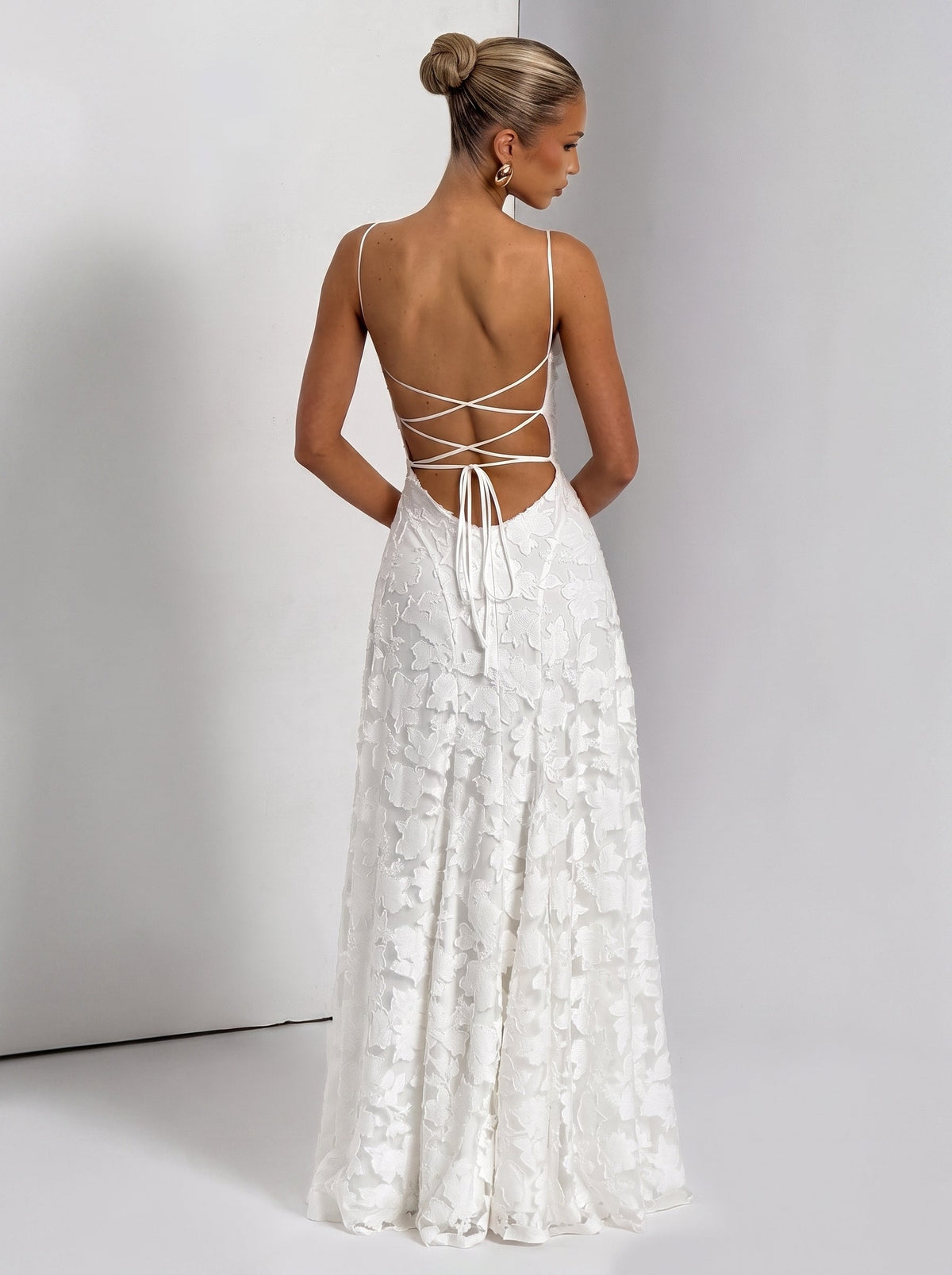 Francis Floral Cowl Neck Maxi Dress in White — Svelte Chic