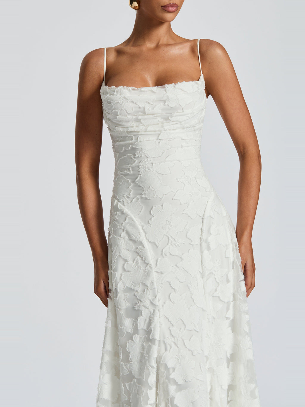 Francis Floral Cowl Neck Maxi Dress in White — Svelte Chic