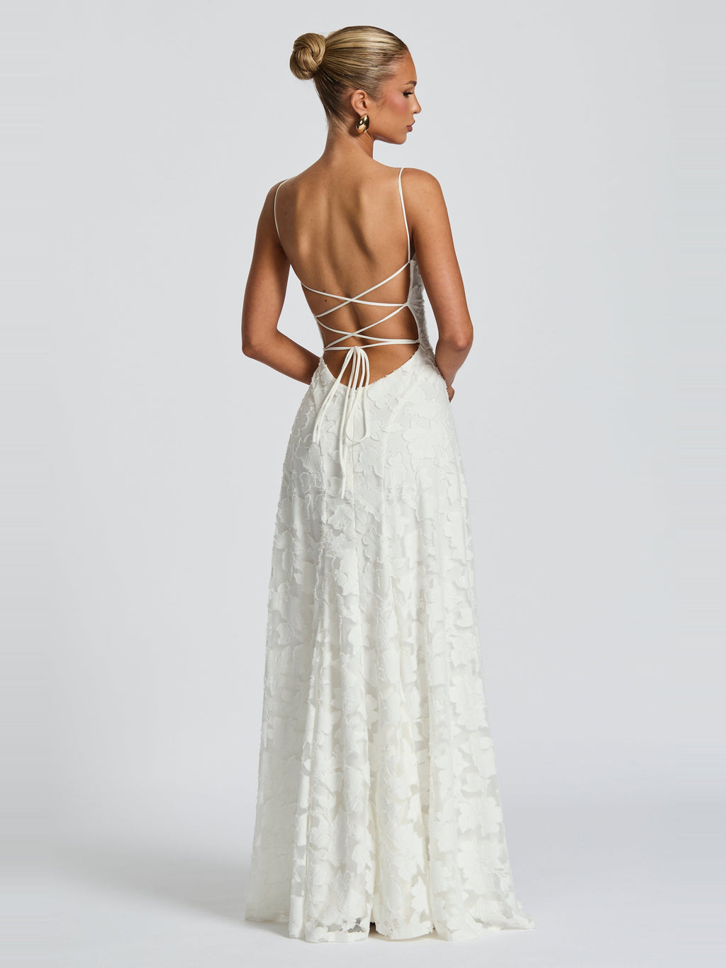 Francis Floral Cowl Neck Maxi Dress in White — Svelte Chic