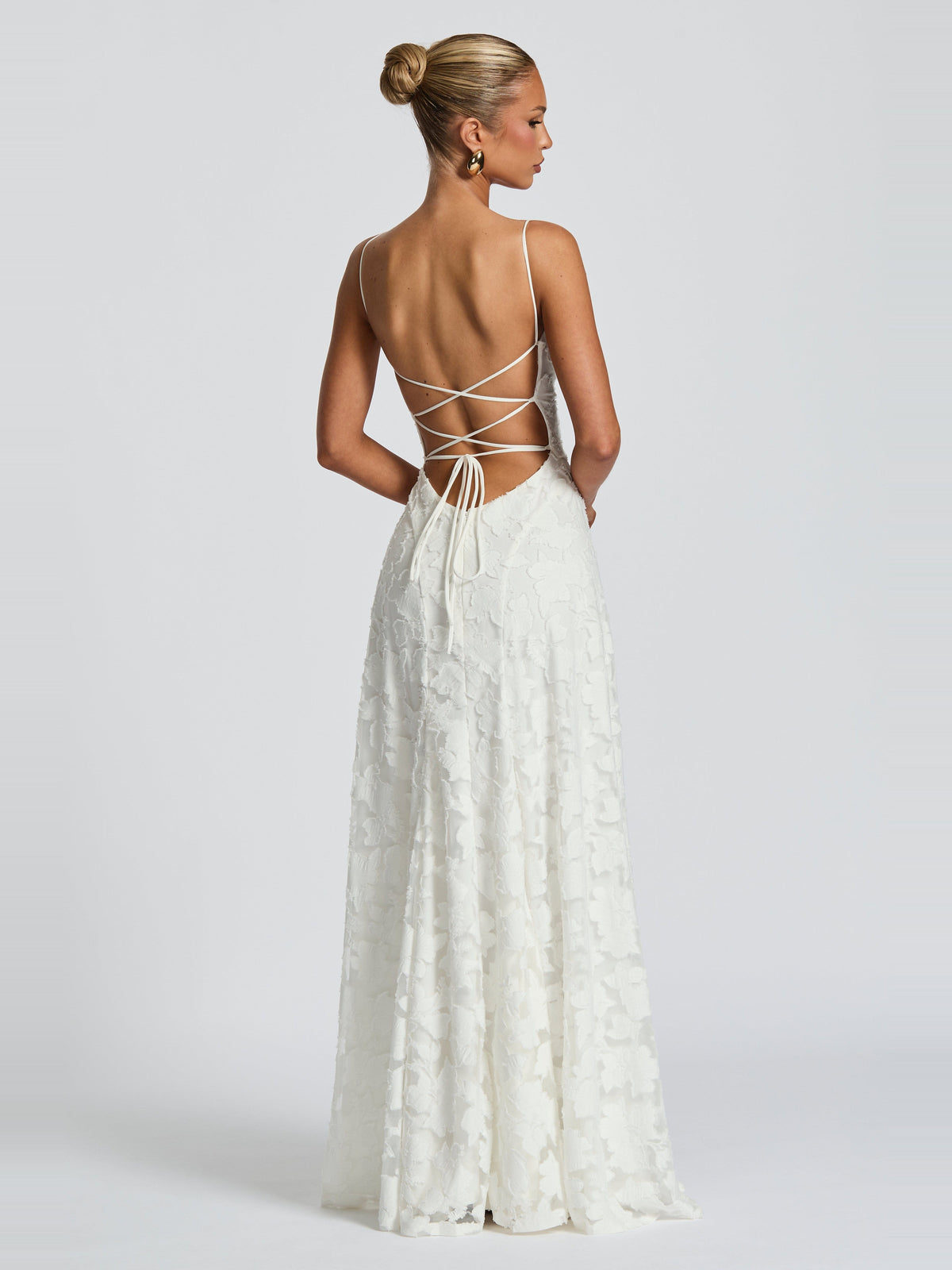 Francis Floral Cowl Neck Maxi Dress in White — Svelte Chic