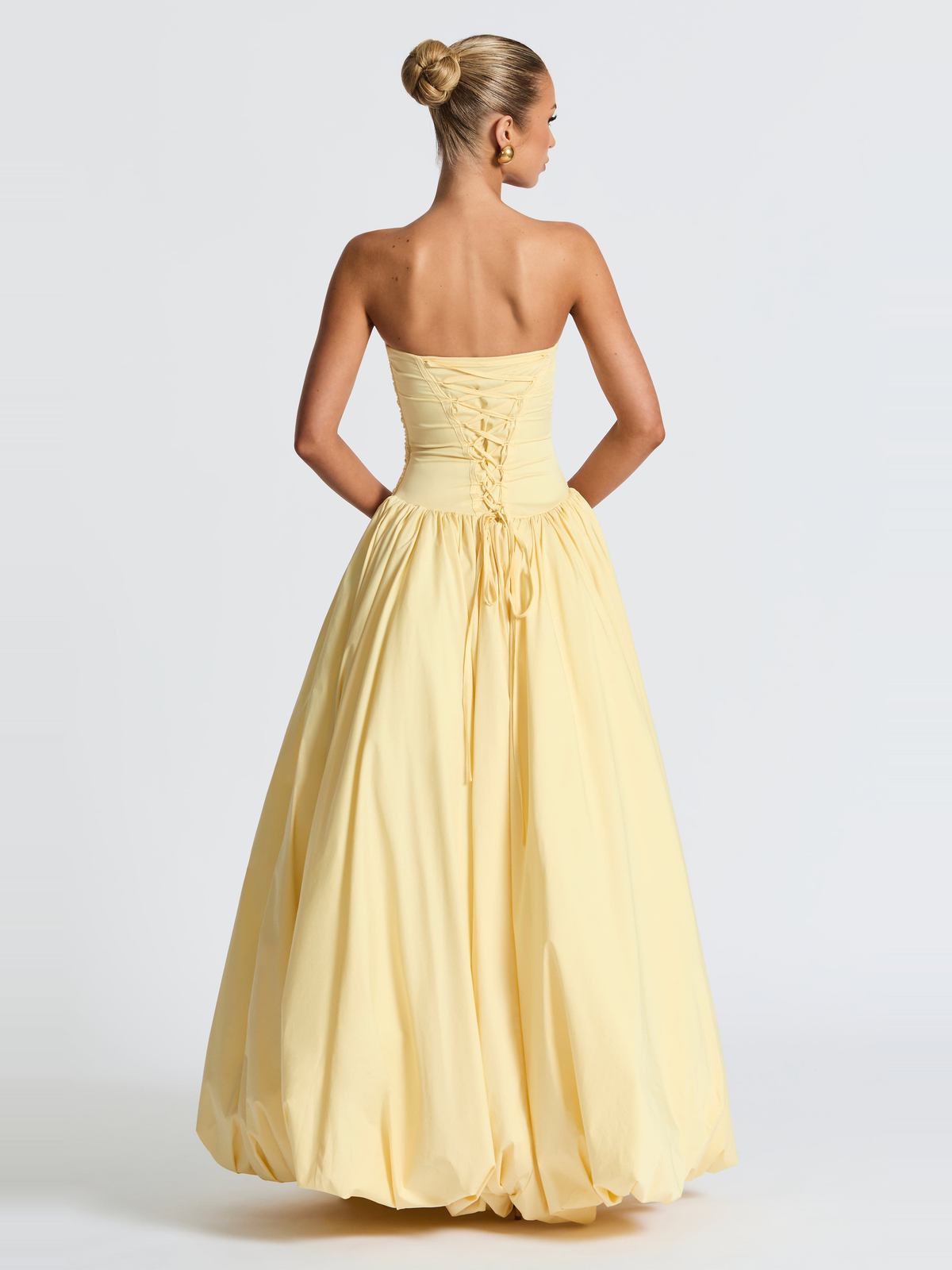 Jillian Satin Maxi Dress in Lemon Yellow — Svelte Chic
