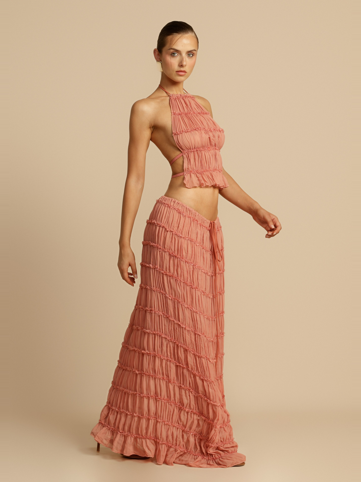 Juliette Lace Maxi Skirt in Peach — Svelte Chic