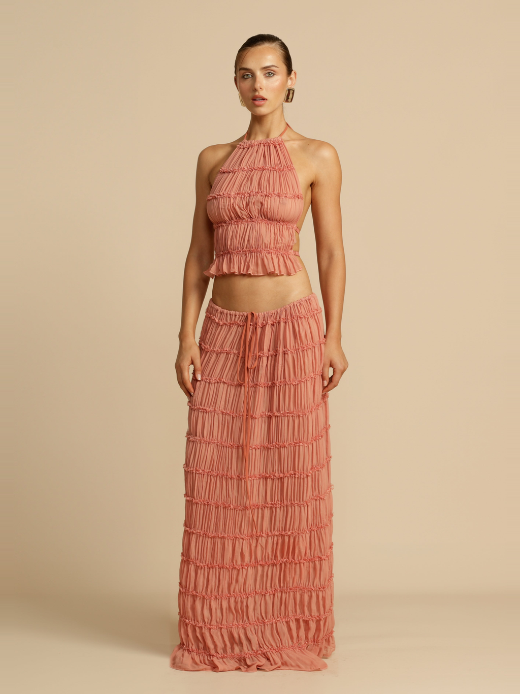 Juliette Lace Maxi Skirt in Peach — Svelte Chic