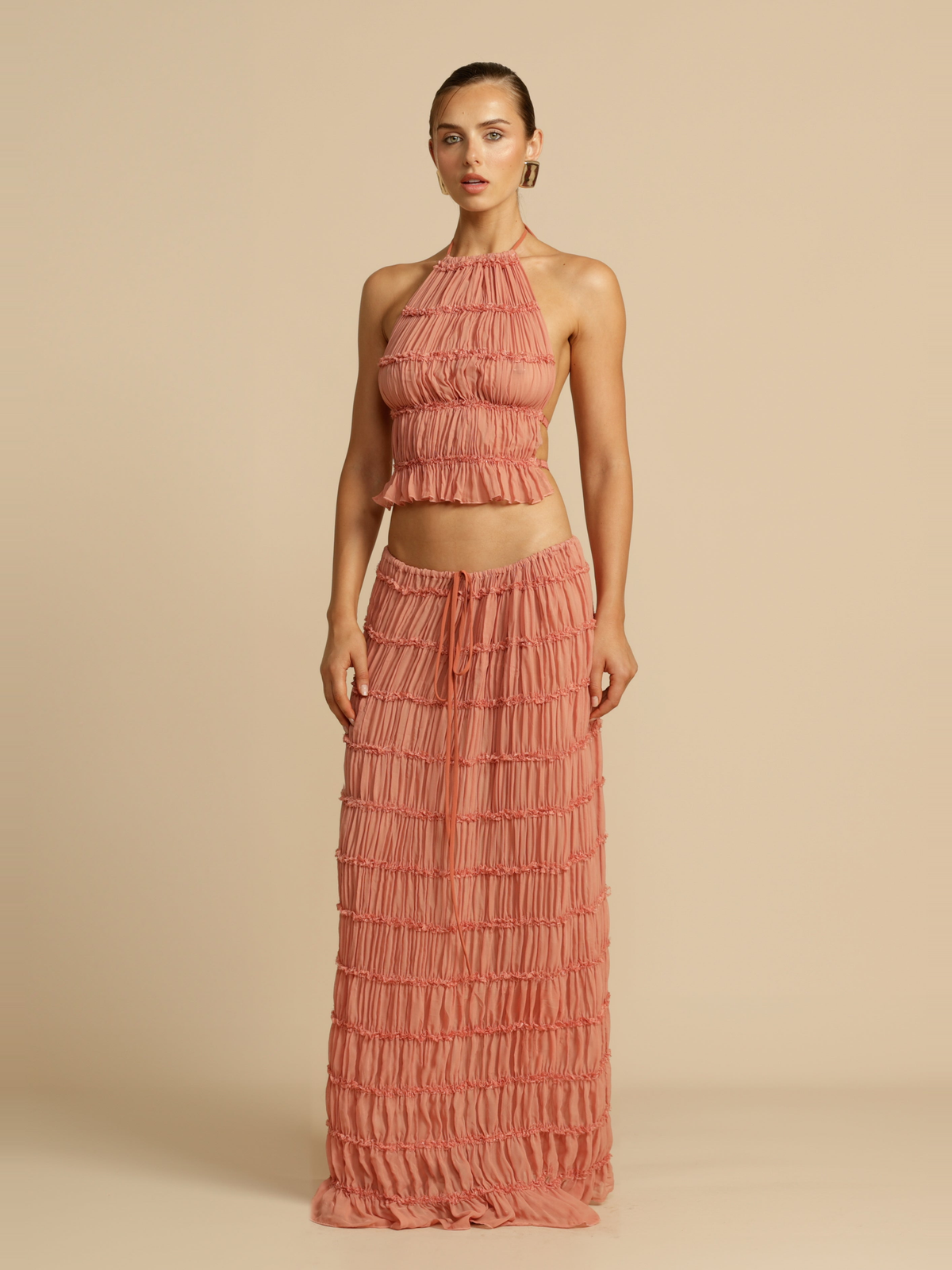 Juliette Lace Maxi Skirt in Peach — Svelte Chic