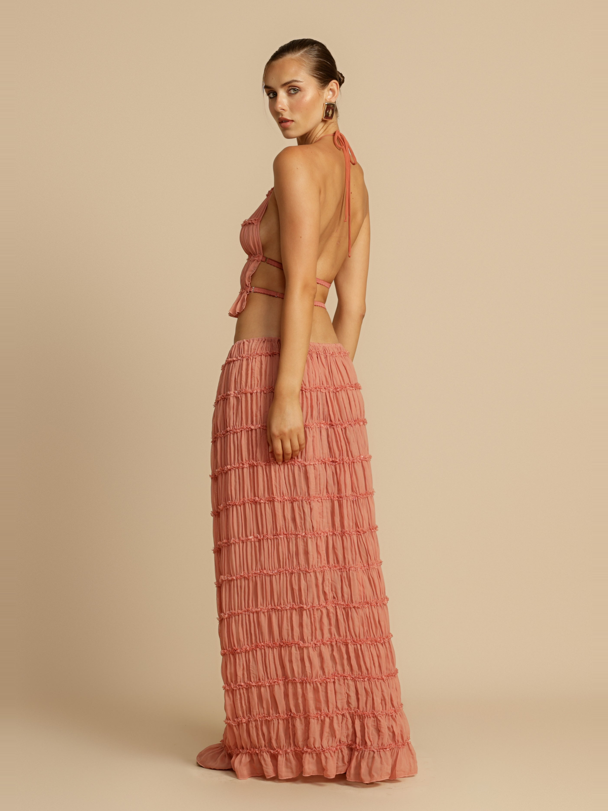 Juliette Lace Maxi Skirt in Peach — Svelte Chic