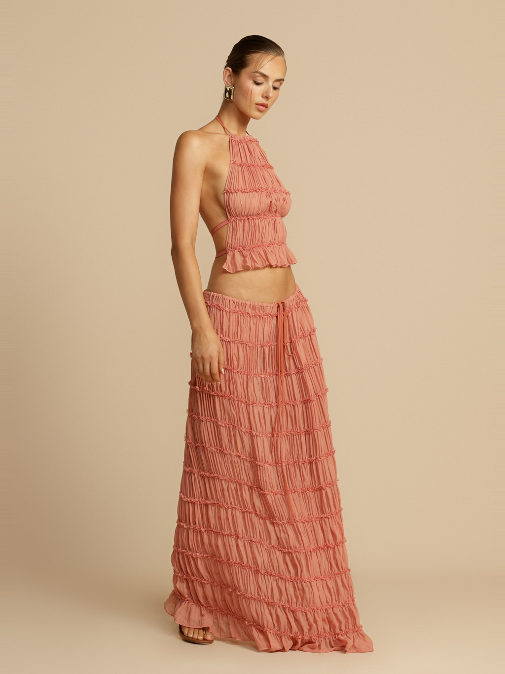 Juliette Lace Maxi Skirt in Peach — Svelte Chic