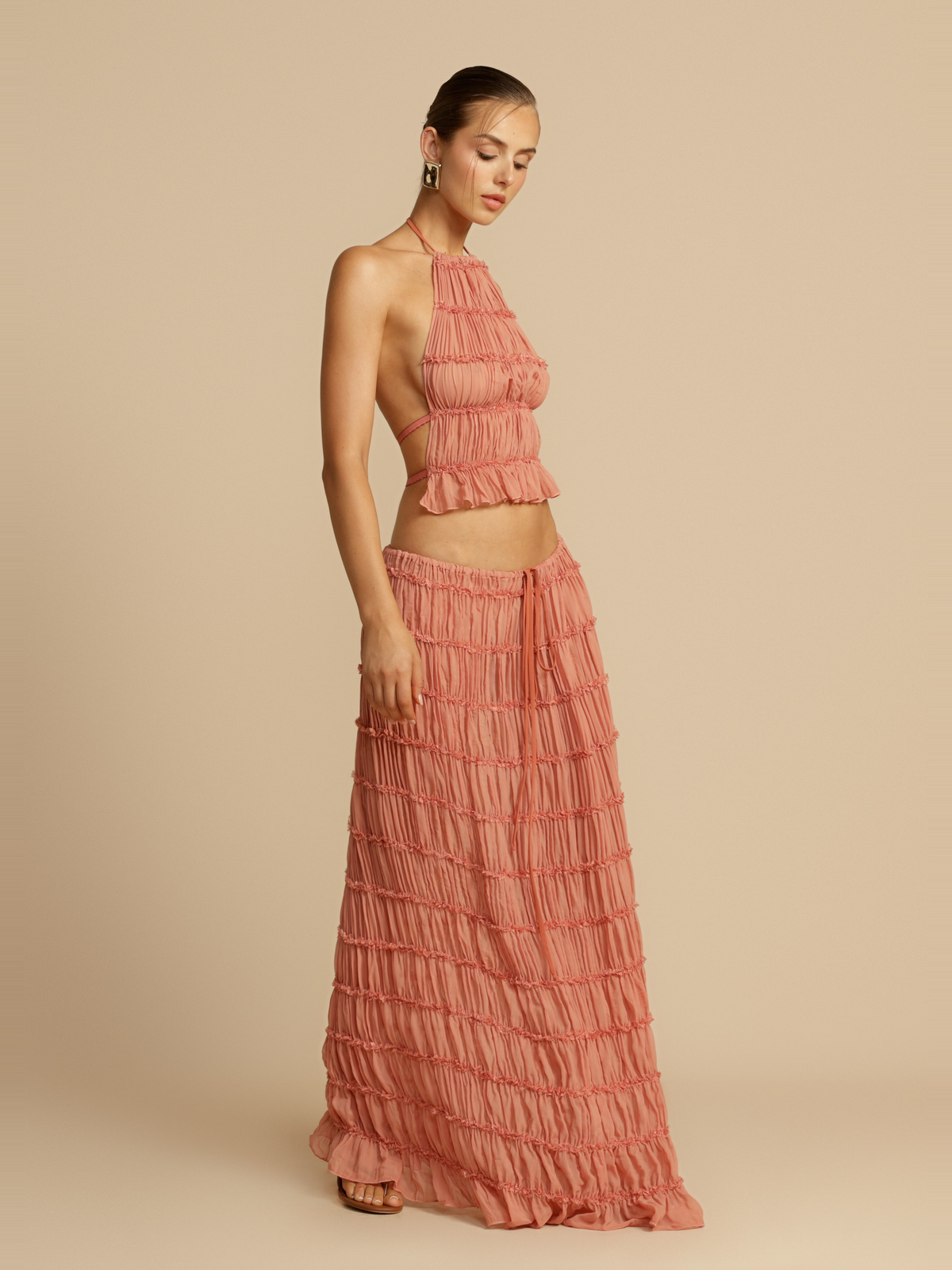 Juliette Lace Maxi Skirt in Peach — Svelte Chic
