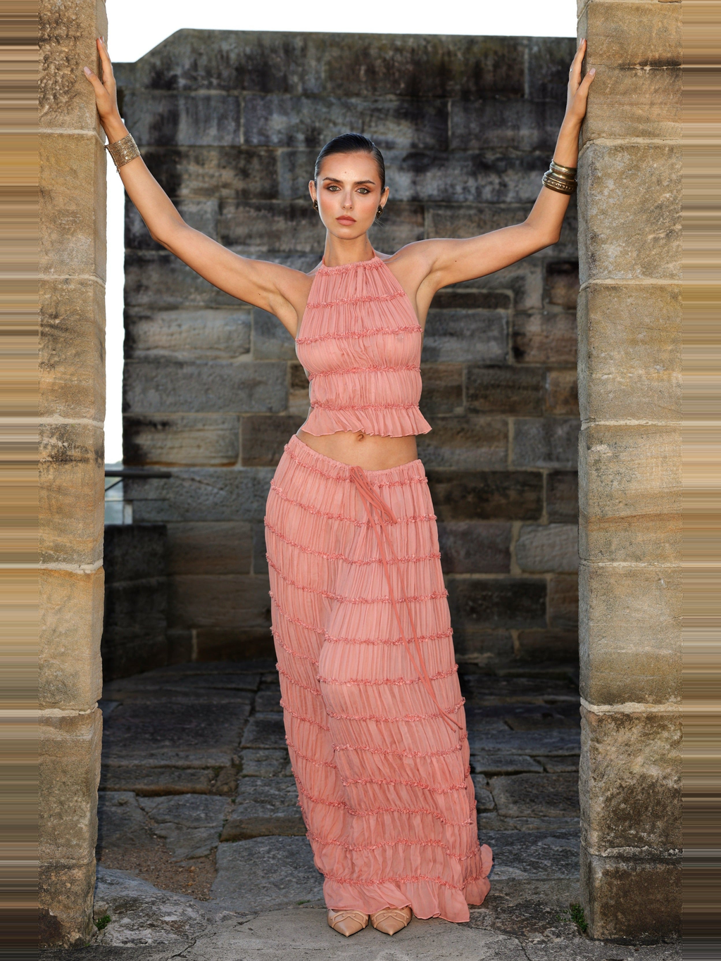 Juliette Lace Maxi Skirt in Peach — Svelte Chic